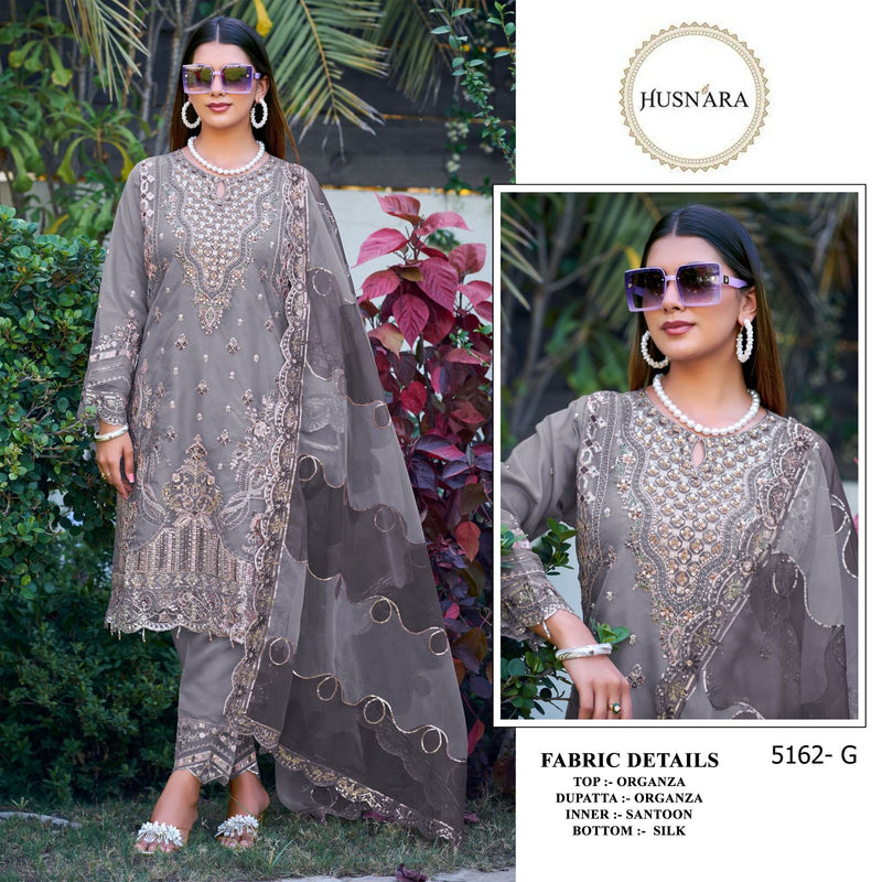 Husnara 5162 G Organza With Heavy Embroidery Worked Pakistani Suits