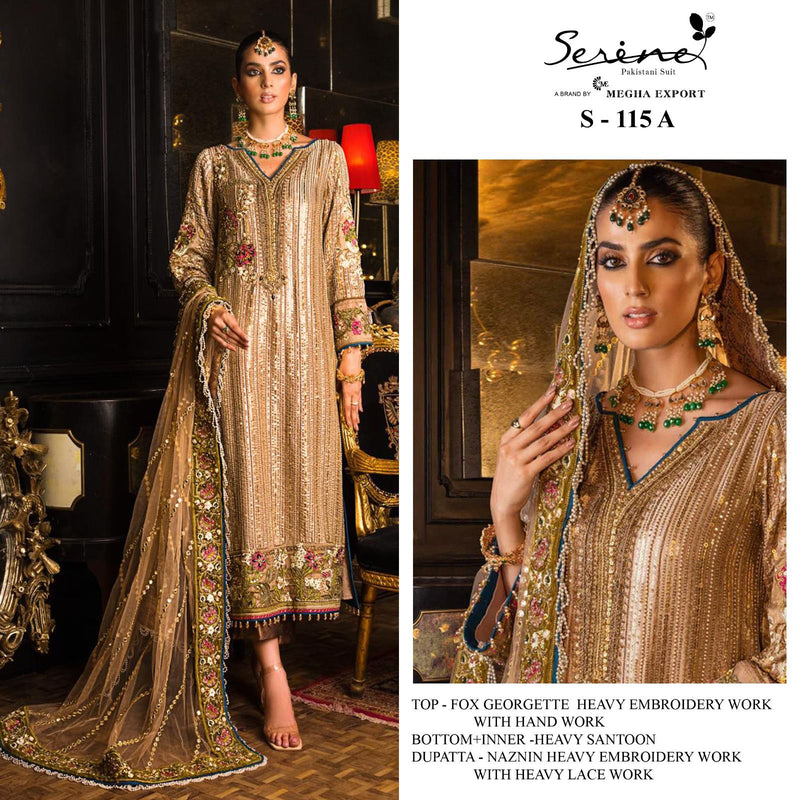 Serine S 115 A Georgette Embroidered Handwork Daimond An Zarkan Worked Pakistani Suits