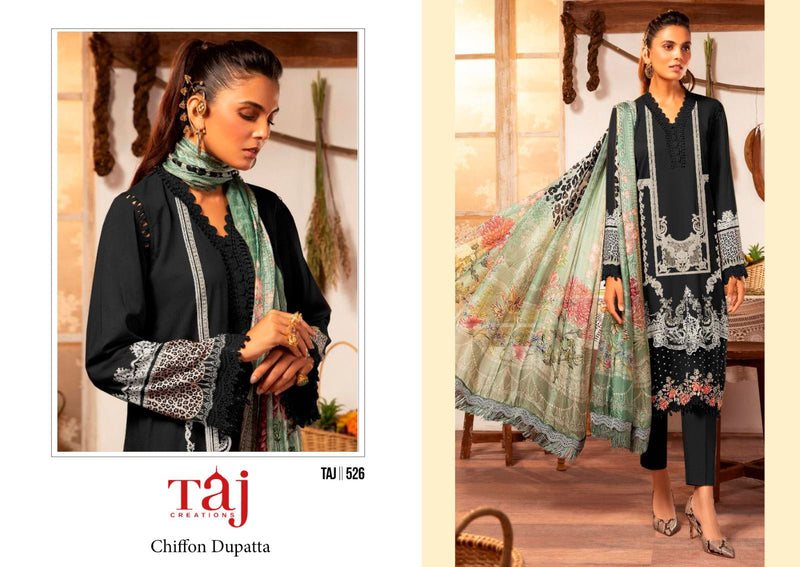 Taj Creations 526 Pure Cotton Print With Heavy Embroidery Worked Pakistani Printed Suits
