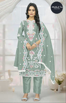 Mehboob Tex 1479 D Organza Embroidery Hand Work Desgin With Jarkan Pakistani Suits