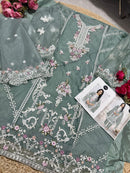 Mehboob Tex 1479 D Organza Embroidery Hand Work Desgin With Jarkan Pakistani Suits