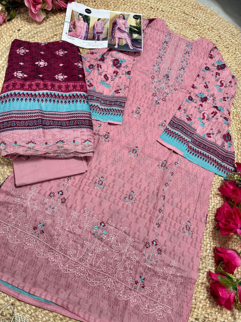 Mehboob Tex 1492 Pure Cotton Print With Embrodairy Self Work Pakistani Suits