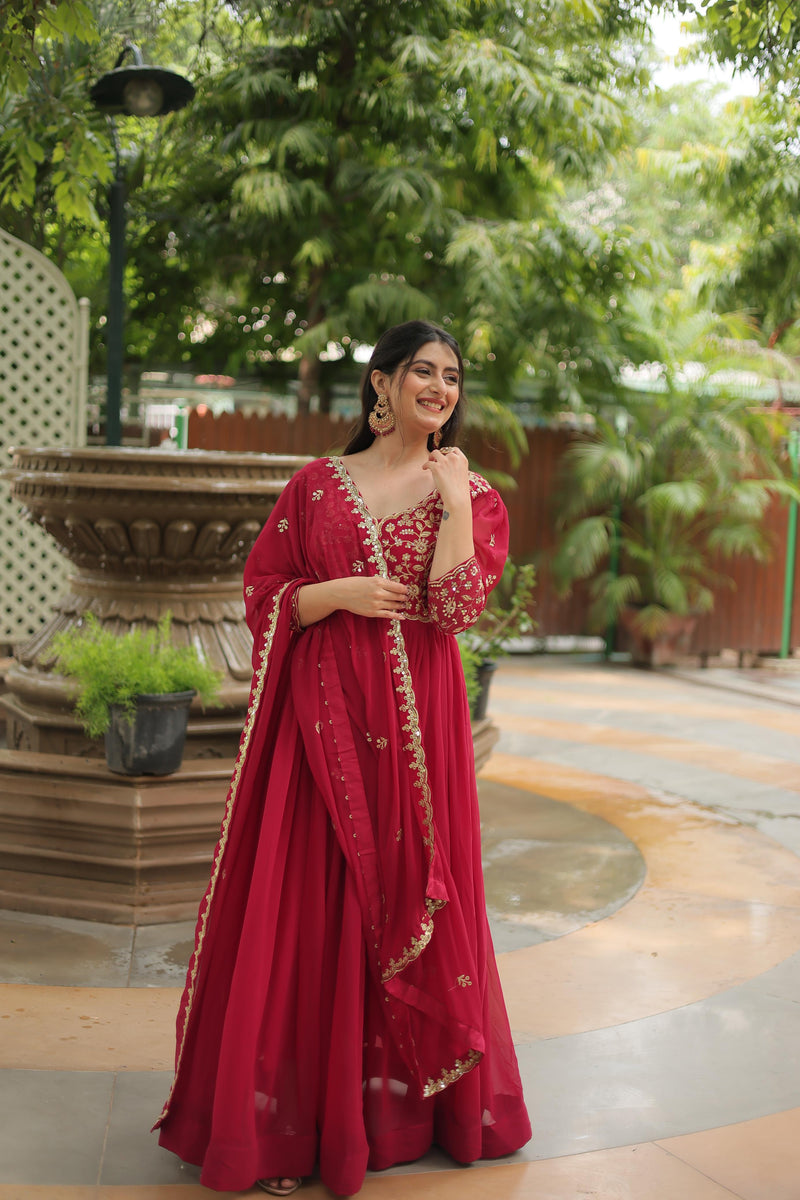Livewear LW 9208 Faux Blooming Gown With Rich Sequins Embroidered Work Pakistani Gown