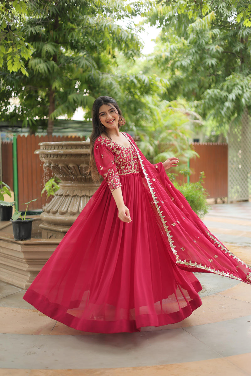 Livewear LW 9208 Faux Blooming Gown With Rich Sequins Embroidered Work Pakistani Gown