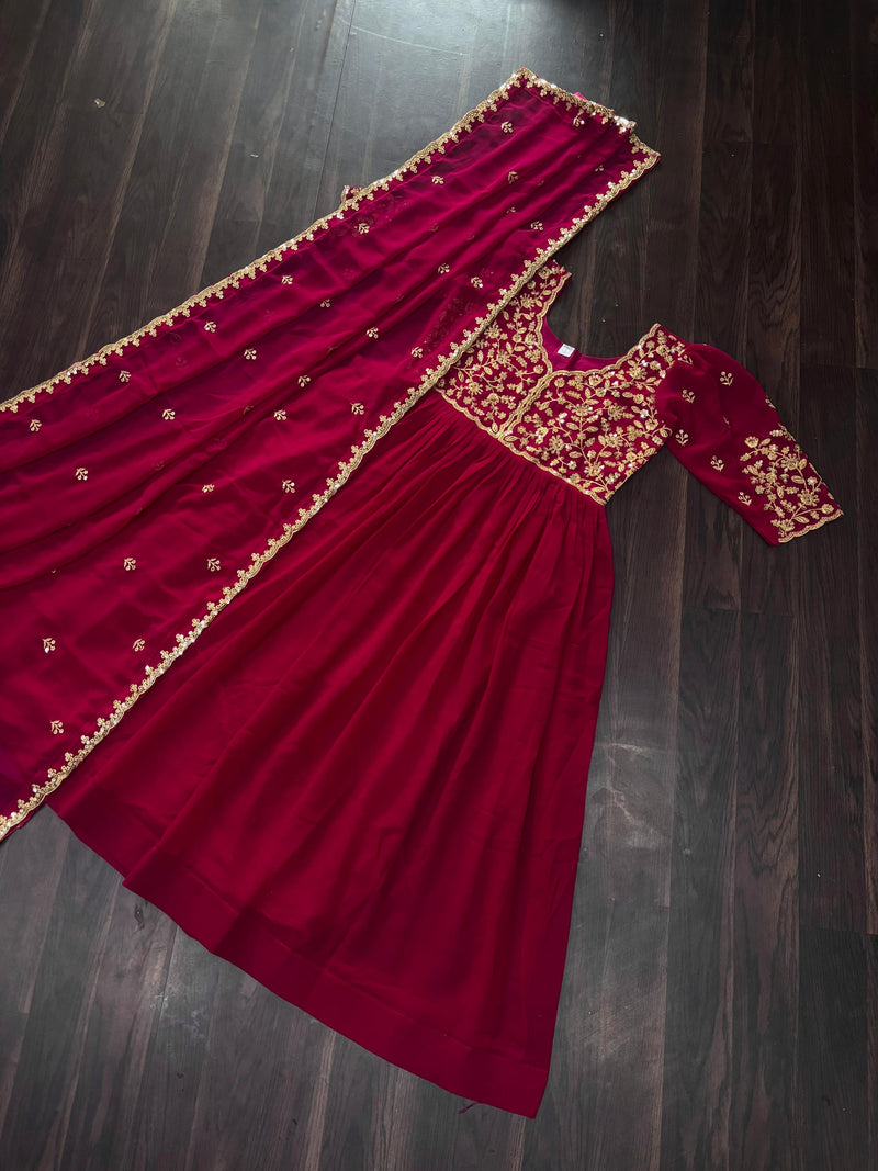 Livewear LW 9208 Faux Blooming Gown With Rich Sequins Embroidered Work Pakistani Gown