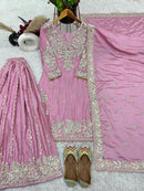 SSR 5002 B Heavy Chinon Silk With Heavy Embroidery Sequence Rivet Moti Worked Pakistani Suits