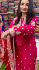 ZSR 3102 Pure Chinnon Silk With Embroidery Sequence Work With Full Sleeve Pakistani Suits