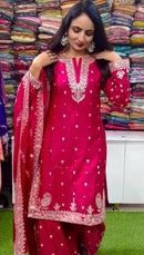 ZSR 3102 Pure Chinnon Silk With Embroidery Sequence Work With Full Sleeve Pakistani Suits