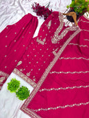 ZSR 3102 Pure Chinnon Silk With Embroidery Sequence Work With Full Sleeve Pakistani Suits