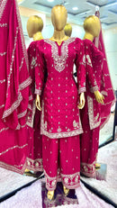 ZSR 3102 Pure Chinnon Silk With Embroidery Sequence Work With Full Sleeve Pakistani Suits