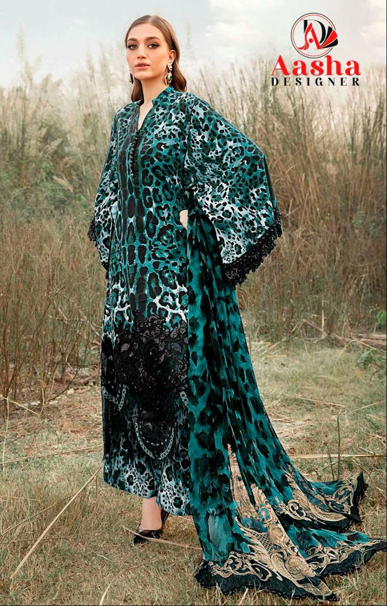 Aasha 1146 B Pure Cotton With Print With Exclusive Patch Work Emboridery Work Pakistani Suits