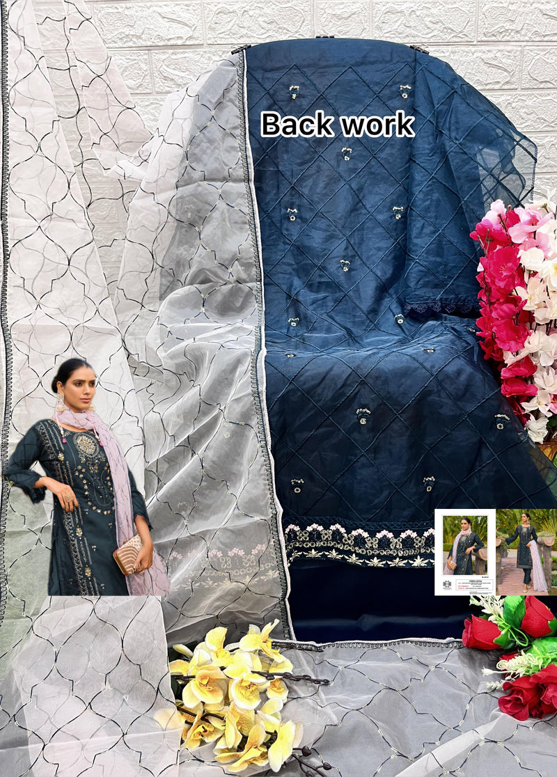 Mushq M 306 A Organza Embroidered Khatli Work Pakistani Suits