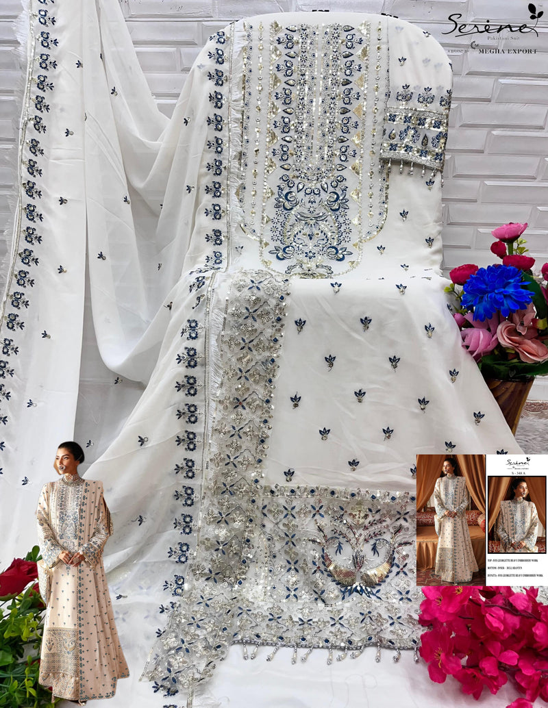 Serine S 348 Fox Georgette Heavy Embroidered Worked Pakistani Suits