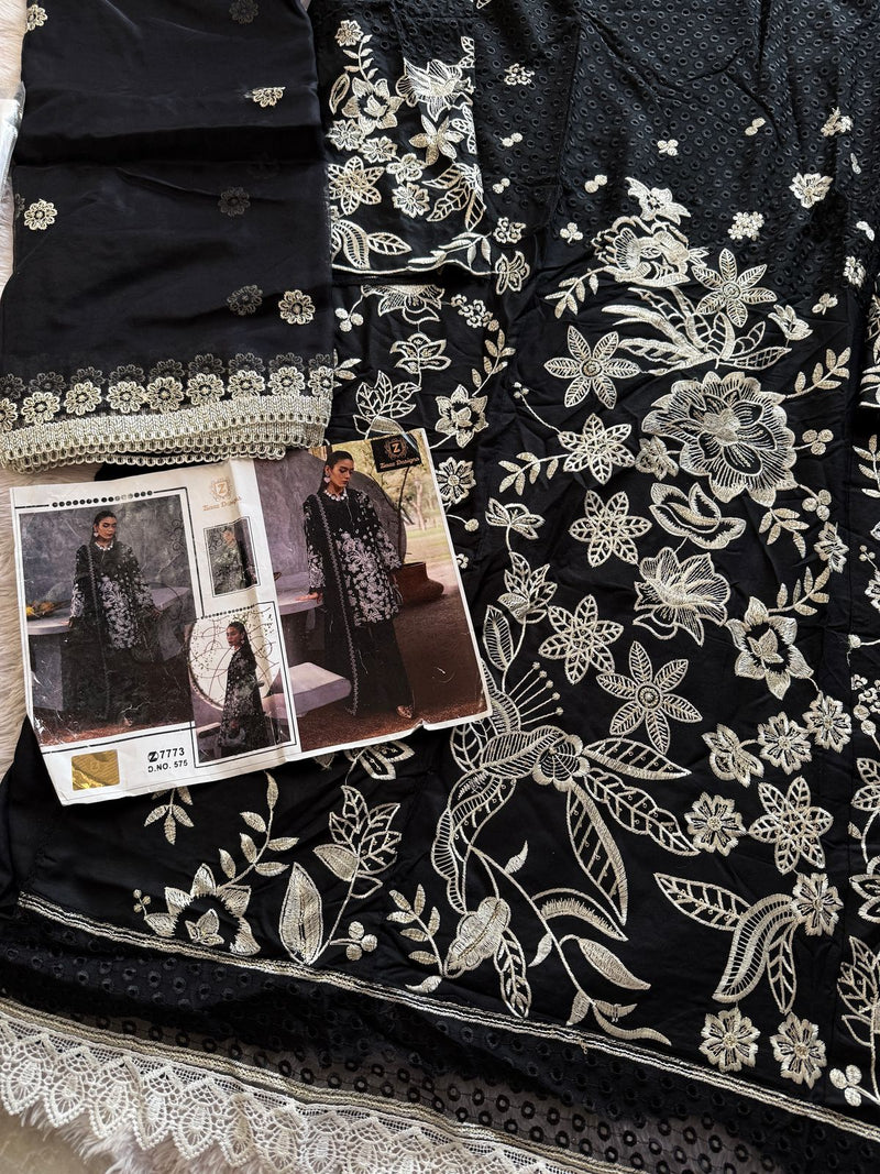 Ziaaz Designs Code 575 Rayon Semi Stitched Very Heavy Embroidery Work Pakistani Suits