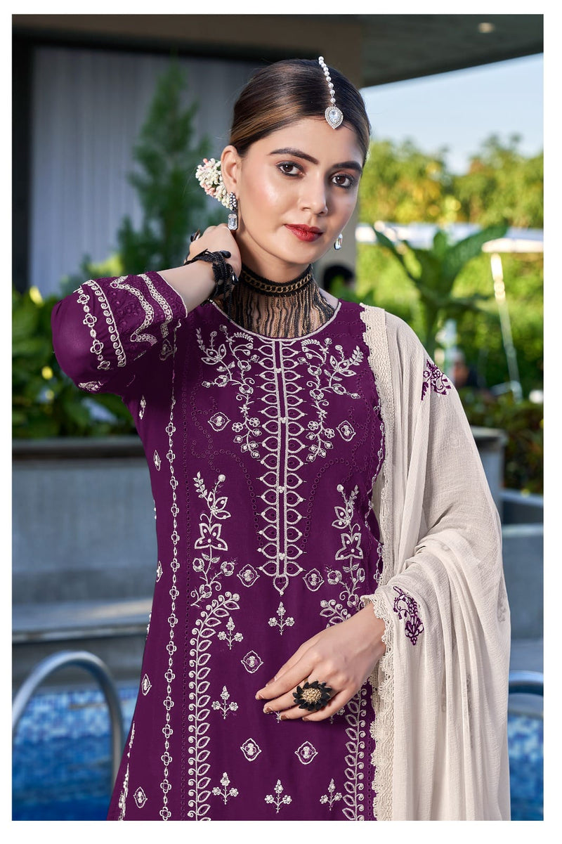 Al Fathima 101 D Faux Georgette Heavy Embroidery With Hand Work Pakistani Suits