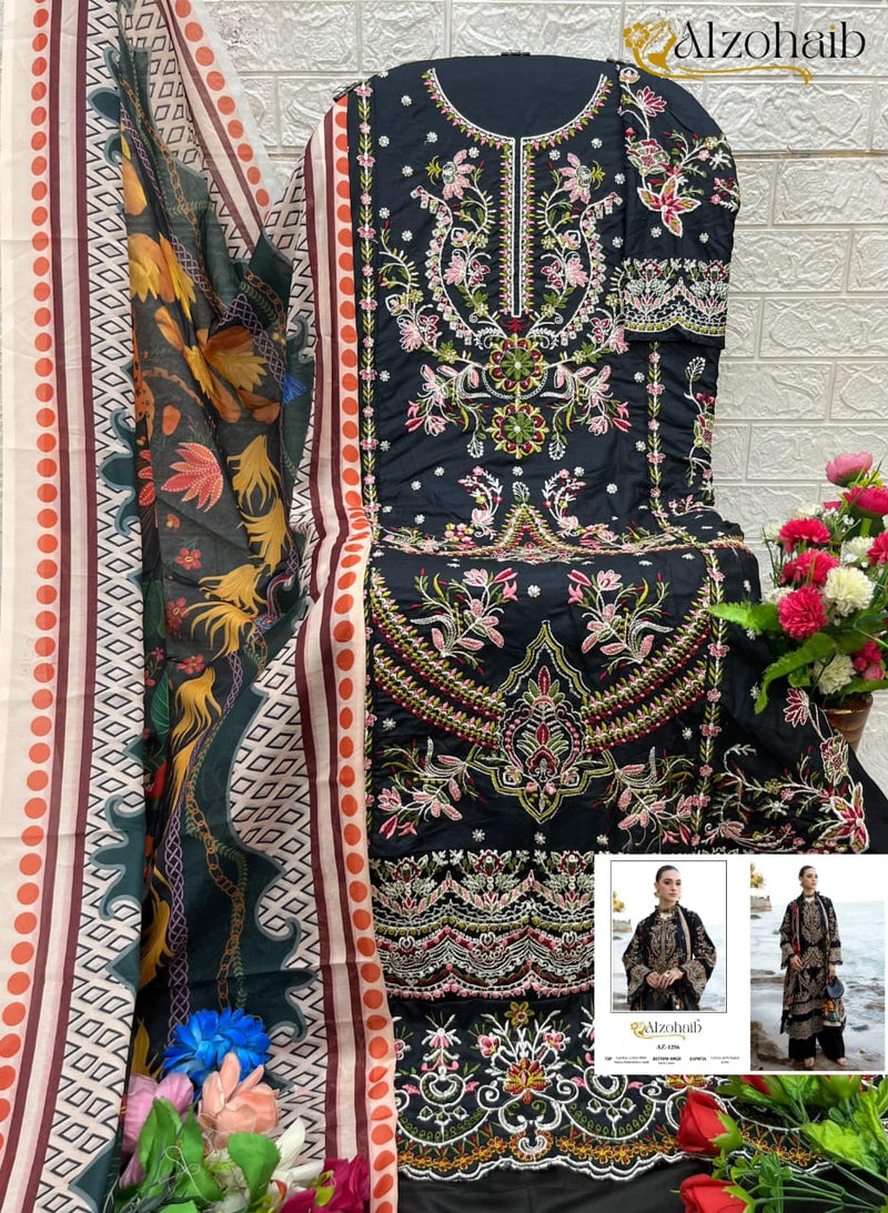 AL Zohaib Az 1256 Rayon Cotton With Emboridery Work Classic Pakistani Suits