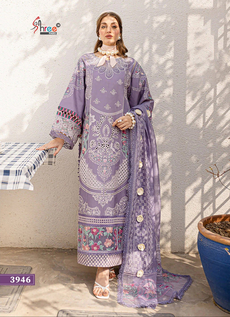 Shree Fabs 3946 Ombre Pure Cotton With Heavy Self Embroidery Work Lawn Suits