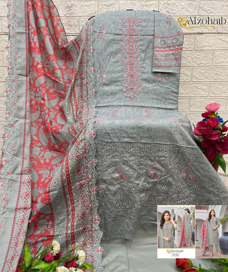Al Zohaib 1262 Mahima Pure Cotton Print With Self Work Pakistani Suits