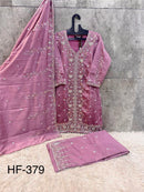 Hoor Tex HF 379 A Luxury Eid Wear Heavy Simar Stitched Pakistani Suit