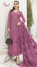 SF 5584 A Heavy Embroidered Chiffon Suit Set with Hand Khatli Work