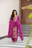 LW 9306 B Chinnon With Zari Multi & Thread Embroidered Work Suit