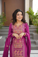 LW 9306 B Chinnon With Zari Multi & Thread Embroidered Work Suit