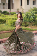 LW 7151 B Gold Crush With Sequins Zari And Codding Embroidered Work Lehenga Choli