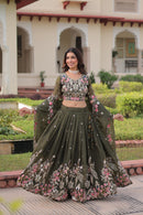 LW 7151 B Gold Crush With Sequins Zari And Codding Embroidered Work Lehenga Choli