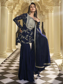Aghajaan 1043 B Heavy Blooming Georgette Floral Embroidery Sharara