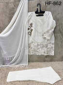 Hoor Tex 862 B White Heavy Cotton Embroidered Work Pakistani Suit