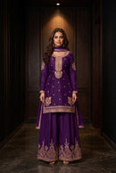 Aurraa Designer 7101 B Premium Chinon Work Sharara Suit