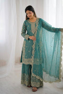 ZSR 3167 I Fendy Silk Embroidery Sequence Work Suit