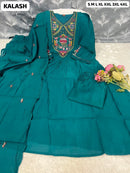 SG Teal Cotton Embroidered Work Anarkali Kurti