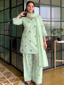 Lady Look 043 C Pure Roman Silk Embroidery Work Suit