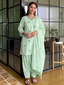 Lady Look 043 C Pure Roman Silk Embroidery Work Suit
