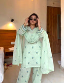 Lady Look 043 C Pure Roman Silk Embroidery Work Suit