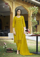 Woodee Womika Premium Pure Roman Silk Embroidered Work Suit