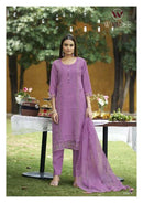 Woodee Womika Premium Pure Roman Silk Embroidered Work Suit