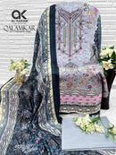 Al Karam Qalamkar Cotton Digital Print Embroidered Designer Suit