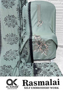 Al Karam Rasmalai Premium Rayon Embroidered Designer Suit