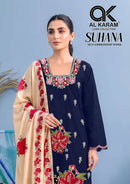 Al Karam Suhana Designer Rayon  Elegant Embroidery Suit