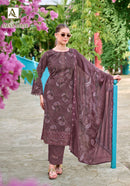 Alok Suits Amna Babar Designer Cotton Foil Printed Embroidered Suit