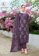 Alok Suits Amna Babar Designer Cotton Foil Printed Embroidered Suit