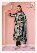 Alok Suits Crystal Black Viscose Printed Embroidery Work Suit Set