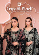 Alok Suits Crystal Black Viscose Printed Embroidery Work Suit Set