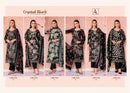 Alok Suits Crystal Black Viscose Printed Embroidery Work Suit Set