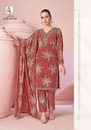 Alok Suits Jade Bagh Viscose Foil Print Embroidered Designer Suit