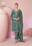 Alok Suits Jade Bagh Viscose Foil Print Embroidered Designer Suit