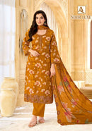 Alok Suits Noor Luxe Cotton Foil Print Designer Embroidered Suit