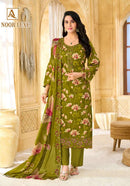 Alok Suits Noor Luxe Cotton Foil Print Designer Embroidered Suit